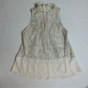 ✨ Elizabeth and James Metallic Polka Dot Bow Blouse S